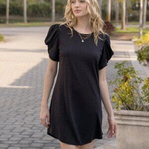 LIKE NEW! Summersalt Luxe Pima Twist-Sleeve Black T-Shirt Dress Size Large